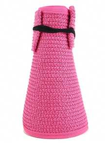 Women's Sun Visor Hats Wide Brim Straw Beach Hat Ponytail Hats For Women Foldable Floppy - A - View 11