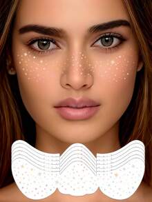 6片闪光彩虹雀斑面部纹身全息星星激光闪光雀斑防水彩虹闪光临时纹身适用于骄傲化妆配件派对音乐节 - 彩色 - 查看 9