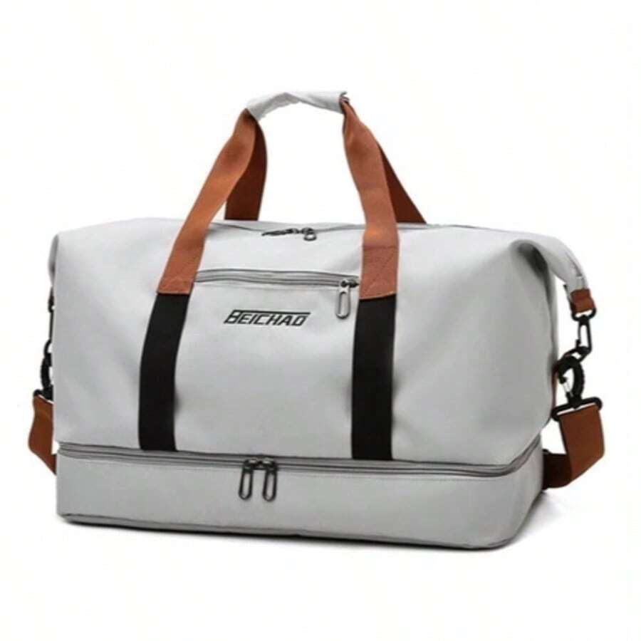 Large Capacity Waterproof Travel Bag Double Layer Lightweight Zippered Outdoor Yoga Duffel Bag -3939 - Grey - View 1