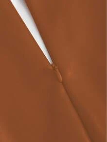 LIU ME Faux Leather Skirt With Front Drape - Camel - View 3