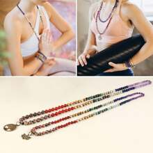 108 Natural Stone Mala Bead Colorful Gemstone Meditation Yoga Prayer Beads Necklace, Suitable For Men And Women As Multi-Layer Wrap Bracelet