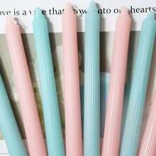 10 Zoll (25 cm) / 8 Zoll (20 cm) schlichte vertikal gestreifte Kerzenständer, rot/weiß/blau/grün/lila/grau/gelb/orange/rosa/schwarz/weinrot, farbige Kerzen, 8 Stunden Brenndauer/Stück, geometrisches Streifendesign, geeignet für Heimdekoration, Hochzeitsdekoration, Freundschaftsgeschenke, Dinnerpartys, duftfreie Kerzen, romantische Dekoration, für alle Jahreszeiten - Verschiedenfarbig - Übersicht 4