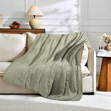 Knit Throw Blanket,Classical Checkered Blanket For Couch,Cozy Warm Knitted Throw Blanket For Bed Sofa Living Room, Decorative Stretched Throw, Lightweigh,50"X 60"Oatmeal - 鼠尾草綠 - 查看 2