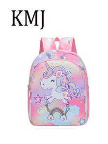 Mochila con diseño de dibujos animados para estudiantes, mochila escolar adorable - Rosa - Ver 2