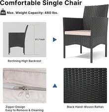 4-Piec Rattan Outdoor Furniture Patio Conversation Set For Backyard, Porch, Poolside W/Coffee Table-Sand - 黃色 - 查看 4