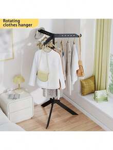 1 件 360 度可旋转折叠晾衣架 - 独立节省空间收纳架，带挂钩，耐用塑料多功能收纳，适用于卧室、厨房、阳台、室内外使用，多用途衣架，现代实用的设计