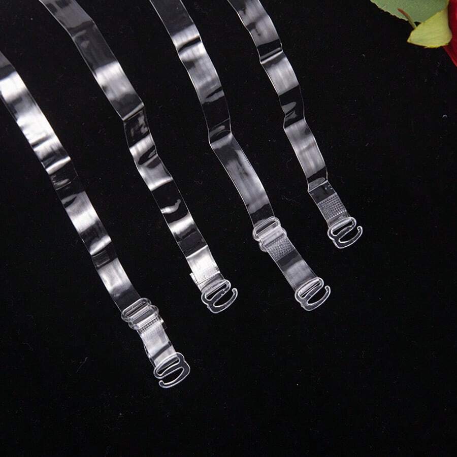 3 对透明肩带，隐形防滑性感冷肩文胸肩带带链条，防止掉落 - 無色 - 查看 1