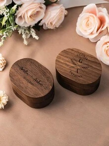 1 件定制椭圆形木制结婚戒指盒、木制双戒指盒、订婚戒指盒、核桃收纳盒、定制婚礼装饰、珠宝礼品盒，是周年纪念、生日、求婚、婚礼、派对、情人节、母亲节、圣诞节送给女朋友、妻子、妈妈、祖父母、亲密朋友的理想礼物 - 棕色 - 查看 6
