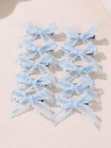 10个/套 女孩蕾丝网蝴蝶结发夹配饰 - 彩色 - 查看 10