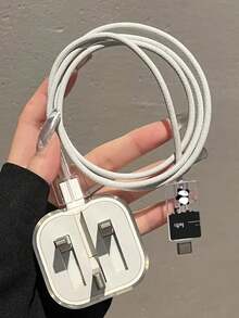 3pcs Panda Painted Design TPU Charger Protective Case, Compatible With 20W UK-Plug Charger Cable Protector Charger Accessories Phone Accessories - Multicolor - View 2