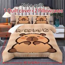 2/3 件套个性化姓名水豚卡通印花床上用品套装,床单套装 - 卧室系列,含 1 个被套和 1-2 个枕套,特大号床罩,床单,柔软亲肤涤纶,可机洗,可干洗。适用于家居和卧室装饰、大学宿舍必备、个性化礼物、房间装饰、双人床品、房间装饰用品、万圣节、多功能、装饰性强、可重复使用、精致、时尚、高品质、色彩丰富、现代、可定制、个性化、独特、送给他的理想礼物、送给她的理想礼物、送给男朋友、爸爸、女朋友、妈妈、家人、朋友、茶室、家庭、花园、办公室、周年纪念日、情人节、母亲节、生日、父亲节、毕业典礼、婚礼、乔迁之喜、家纺、圣诞节家居氛围、透气、轻便、柔软、温馨氛围 - 彩色 - 查看 12