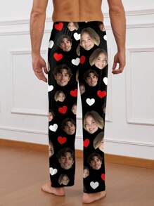 Custom Men's Sleepwear Pants With Unique Big Face Photo Print, Face Replacement Design, Festive Atmosphere Dawg Colorful,Cute,Adorable,Contracted,Funny Custom,Unique,Customized,Personalized Ideal Gifts For Him Boyfriend Bedroom,For Weddings,For Anniversaries,For Birthdays,For Holiday,Chic Autumn,Christmas Home Atmosphere,Roupa Reveillon