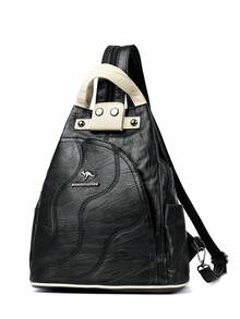 Ba lô nữ bằng da thật chất lượng cao, túi xách cỡ lớn phù hợp cho nữ sinh tuổi teen, túi đeo vai chống trộm khi đi du lịch. - Đen và trắng - Xem 4