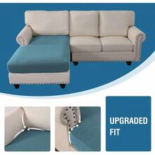 2025 New Sectional Couch Covers 8 Pieces Stretch Sofa Covers Sectional Sofa Set Separate L Shaped Couch Cover Both Left/Right Couch (And Back: 1 Chaise + 3 Sofa, Ivory), Modern Comfortable Sofa Covers - Storm Blue - 查看 6