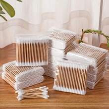 1000/800 piezas Bastoncillos de limpieza de doble cabeza con mango de bambú - Sin fragancia, hipoalergénico, resistente y resistente, portátil, premium natural con envoltura densa, suave y amigable con la piel, no irritante