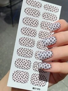 1 张全新豹纹全覆盖指甲贴，防水可移除指甲贴，适合女士，适合节日、派对、生日礼物 - 黑與白 - 查看 1
