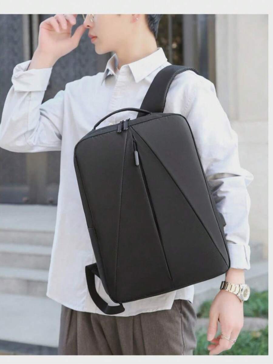 Backpack, Slim Business Notebook, 14-Inch Computer Bag, 15.6-Inch Casual Backpack, Versatile USB For Men And Women - 黑色 - 查看 1