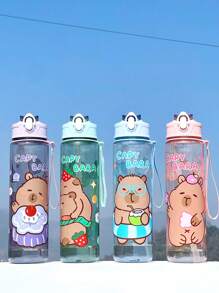 1 New Type Of Summer Water Bottle With Cartoon Animal Patterns For Boys And Girls, Suitable For Kindergartens And Young Children. 1 Cute Cartoon Sports Water Bottle - 800 Ml, Straw Cup, With Handle, Leak-Proof, Shock-Resistant, Portable - Suitable For Travel, Outdoor Activities, Students' Use - Suitable For Children's Day, Graduation Season, The Best Gift For Children