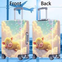 1 pieza Funda protectora para maleta reforzada con estampado de patrón de vaca lindo, accesorio ideal para viajes de negocios, vacaciones, viajes, facturación de equipaje, vuelta al colegio, para dar color a tu maleta. Adecuado para maletas de 20 a 28 pulgadas. Esenciales de viaje, accesorios de viaje, vacaciones, verano, bolsa para el colegio, accesorios escolares, artículos escolares