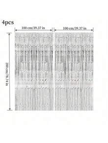 4 包铝箔窗帘背景银色金属丝箔流苏窗帘照片亭道具适用于生日婚礼订婚育儿室装饰婴儿洗礼单身派对圣诞节节日庆祝派对装饰、母亲节毕业季装饰、生日、单身派对、准新郎派对装饰 - 4 包 - 銀色 - 查看 33