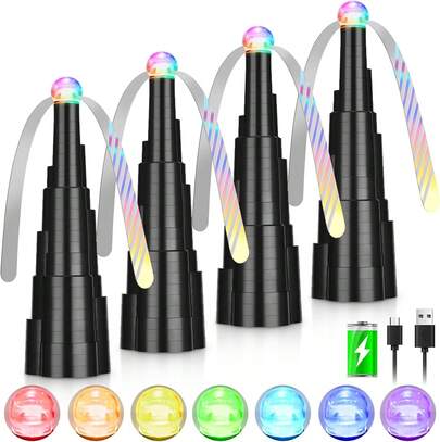 Fly Fans For Tables 4 Pack, Effective Fly Repellent Fans For Indoor & Outdoors With LED Lights Soft Holographic Blades, USB Powered Bug Fan For Home Restaurant Party To Keep Flies Away