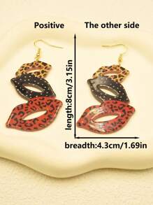 Une paire de boucles d'oreilles élégantes et sexy bohème avec des lèvres dorées en forme de dopamine et de Maillard, imprimé léopard avec un nœud, légères, élégantes, hypoallergéniques, convenant pour tous les jours, les fêtes, en cadeau, Fête des Mères (sans cartes incluses)