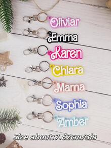 1pc Customized Name Bag Charm - Cute Cartoon Design, Perfect Gift For Girls & Friends. Customizable Acrylic Keychain. All-Year-Round Gift, Durable, Colorful, Adorable, Cute, Fun, Kawaii, Unisex, Casual, Personalized, Unique. Ideal Gift For Him, Her, Boyfriend, Family, Friends, Travel Accessories