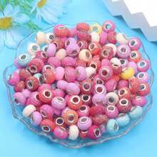 Cuentas europeas de bayas surtidas con agujero grande, cuentas espaciadoras de colores mixtos para varitas de hadas, pulseras, brazaletes y manualidades de joyería