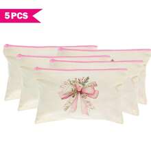 1/5/10/20pcs Sweet Pattern Canvas Zipper Bags Gift Storage Pouch Set, Y2K Style Bow Decor Accessory Organizer Bags, Essential For Ladies Party Butterfly Theme, Versatile Makeup Brush Holder, Stationery Pouch, Party Favor Bags