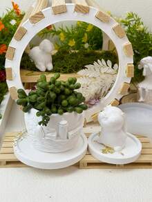 2 件套 - 大号镜面 + 小号圆形杯垫硅胶模具 DIY 简易圆形储物托盘石膏模具家居装饰摆件环氧树脂模具手工艺品制作铸造模具