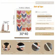 1pc Baby Room Decor, Wall Art, Butterfly Heart Prints, Colorful Nursery Art, Teen Girl Dorm Room Decor, 70's Style Art, Bohemian Wall Art, Whimsical Bedroom Poster Wall Art, Modern Living Room Wall Decor, Kids Room Wall Art For Boys, Baby Animal Prints - Multicolor - View 16