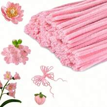 100/600pcs Pink Pipe Cleaners, 6 Different Colors, Holiday Craft Pipe Cleaners, Chenille Stems For DIY Art & Craft Projects - Pink - View 5