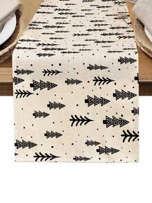 1 pieza Camino de mesa impreso con patrón de árbol de Navidad, 4/6/8 piezas Individuales impresos con patrón de árbol de Navidad, adecuados para fiestas, cumpleaños, cenas, cocina, comedor, decoración del hogar y la habitación para todo el año, decoración de mesa