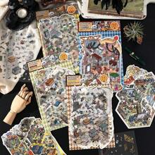 4pcs 2.5D Large Size Business Open Series Decorative Stickers, Suitable For Scrapbooking,School Supplies,Back To School