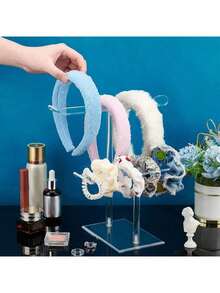 一套亚克力发圈展示架，发圈收纳架，旋转爪夹收纳架，透明展示架，发带盒 - 無色 - 查看 7