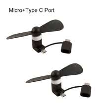 2 piezas Ventilador mini USB Tipo C, Ventilador de teléfono 2 en 1 Micro + Tipo C, Ventilador personal portátil pequeño que se enchufa en teléfonos móviles para uso al aire libre, viajes y desplazamientos, Ventilador de teléfono mini Tipo C compatible con Samsung Galaxy S25/S24/S23/S22 y teléfonos inteligentes Android