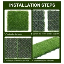 1 块人造草坪铺路砖，12 英寸 X 12 英寸/30 厘米 X 30 厘米假草坪，适用于室内外地板，适用于露台、门廊、阳台、后院、花园、宠物区