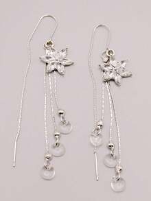 1 对（2 件）优雅百搭花朵流苏耳线耳环，适合女士情人节、妈妈、母亲、母亲节、礼物 - 銀色 - 查看 9
