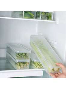 5pcs/3pcs/1pc Transparent Covered Rectangular Food Storage Boxes, Reusable Plastic Fridge Organizers To Preserve Freshness, Suitable For Scallions, Ginger, Garlic, Cilantro, Pasta, Eggs, Space-Saving And Tidy, Hand Washable, Essential Kitchen Item - Multicolor - View 7