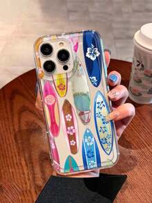 Funda para teléfono 1 pieza Impresión de tabla de surf de flores Compatible con 16/11/12/13/14/15/15pro/15 Plus/15 Promax/ X/Xs/ 11pro/12pro/13pro/14pro/ 11promax/ 12promax/ 13promax/14promax/1 4plus/16Pro /16plus /16promax S22/S23/S24 - Multicolor - Ver 2