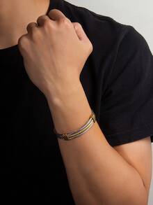 1pc Stainless Steel Cable Open Cuff Bracelet For Men, Minimalist Design Personalized Accessory, Suitable For Daily Wear Or Gift For Boyfriend - Wire Rope Bracelet - View 6