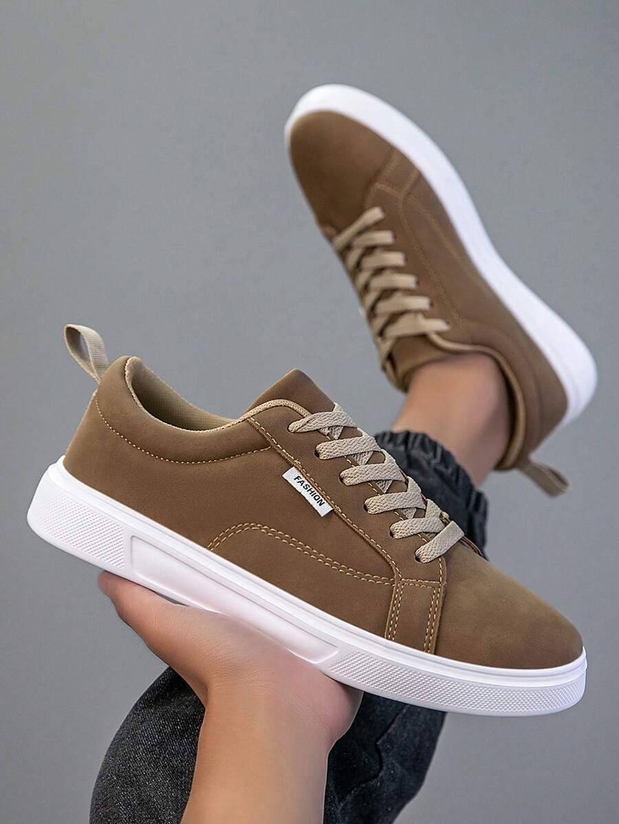 男士运动鞋，男士休闲鞋，时尚个性街头风学生酷炫系带男鞋，男士运动鞋 - 摩卡棕 - 查看 1