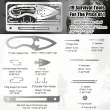 PSKOOK 1 pieza Herramienta multifuncional de supervivencia al aire libre de acero inoxidable, modelo de equipo de pesca y anzuelo (para camping) - plateado