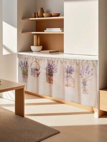 1 pieza Cortina divisoria impresa en lino minimalista y fresca - cactus - Ver 1