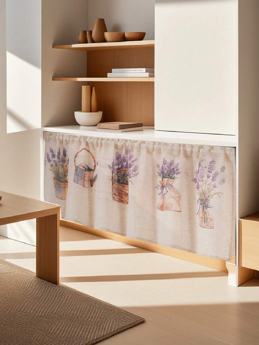 1 pieza Cortina divisoria impresa en lino minimalista y fresca - cactus - Ver 1