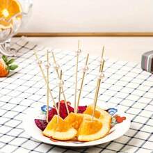 10/20/30/50/100/200pcs Elegant White Pearl Fruit Picks - 4.7 Inch Bamboo Toothpicks, Suitable For Appetizers And Beverages, Perfect For Parties And Weddings