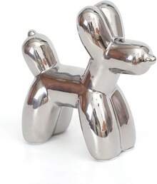 Notakia Cute Ceramics Balloon Dog Statue Crafts Living Room Desktop Decorations,Handmade Modern Small Ceramic Animal Statue Ornament Home Decor Accents - 銀色 - 查看 11