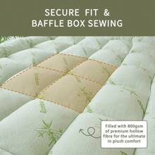 Mattress Topper - Queen Size | Plush Pad Mattress Topper For Back Pain Relief, 8-21" Deep Pocket | Bamboo Pattern Pillow Top | Bedroom Essentials