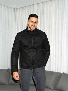 Men's Suede Jacket - Black - View 1