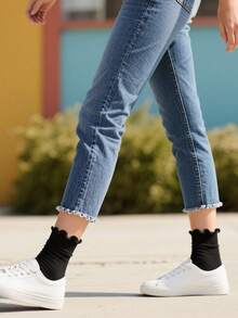 6 Pasang Kaos Kaki Pendek Berumbai Wanita, Kaos Kaki Olahraga Hitam Putih, Kaos Kaki Lari, Kaos Kaki Perjalanan, Kaos Kaki Gulung Lucu dengan Tepi Berumbai, Cocok untuk Pemakaian Sehari-hari di Musim Semi, Musim Panas, Musim Gugur & Musim Dingin, Hadiah - MultiWarna - View 9